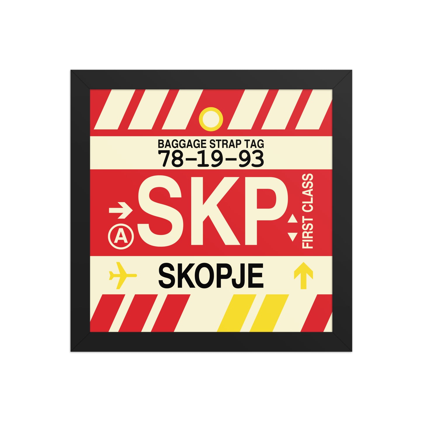 SKP Skopje Framed Print • Jet Age Baggage Tag Design • YHM Designs - Image 02