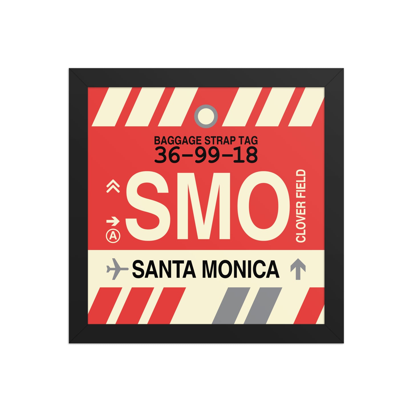 SMO Santa Monica Framed Print • Jet Age Baggage Tag Design • YHM Designs - Image 02