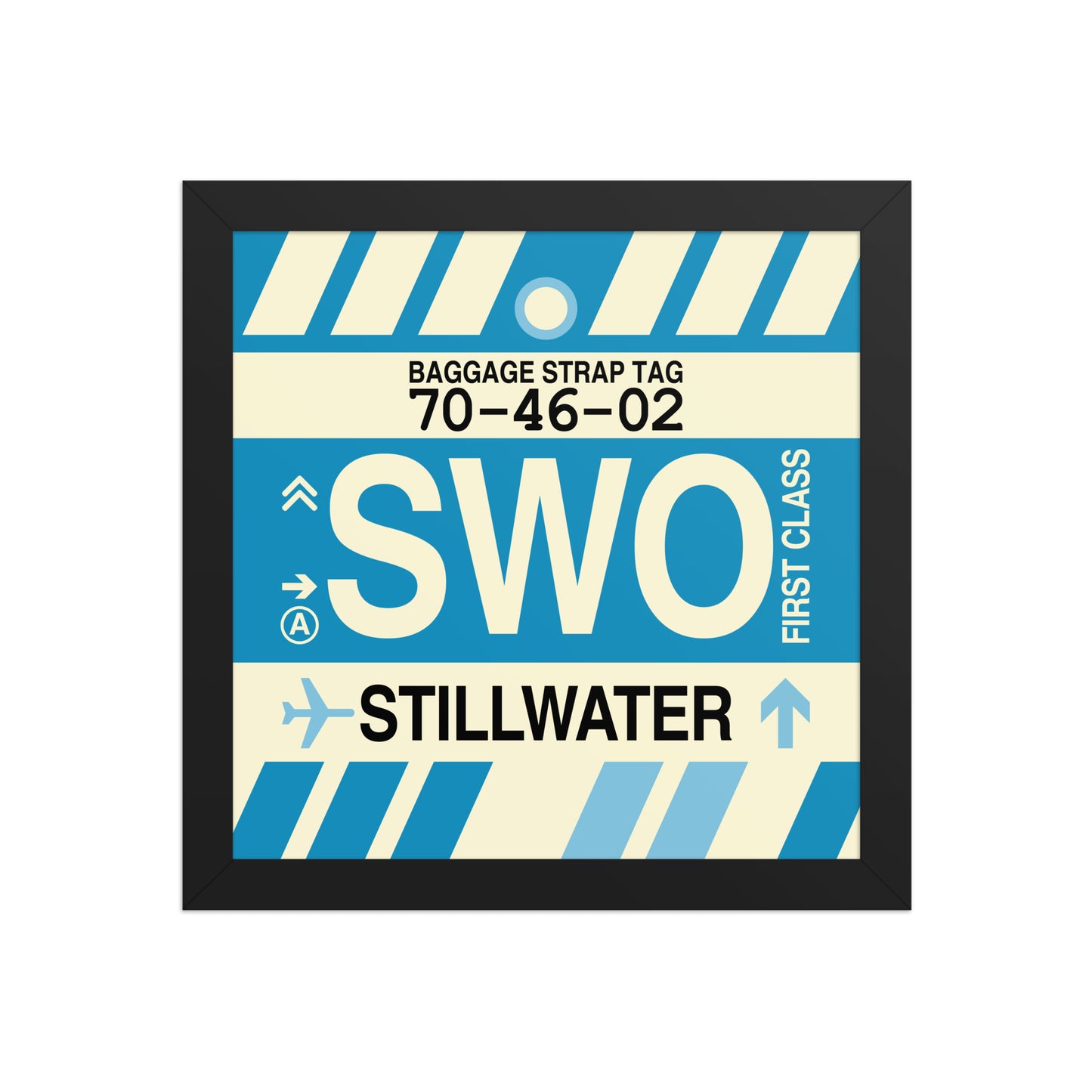 SWO Stillwater Framed Print • Jet Age Baggage Tag Design • YHM Designs - Image 02