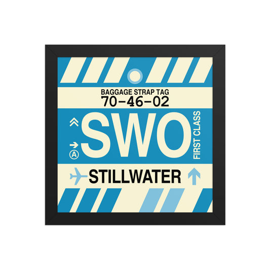 SWO Stillwater Framed Print • Jet Age Baggage Tag Design • YHM Designs - Image 02