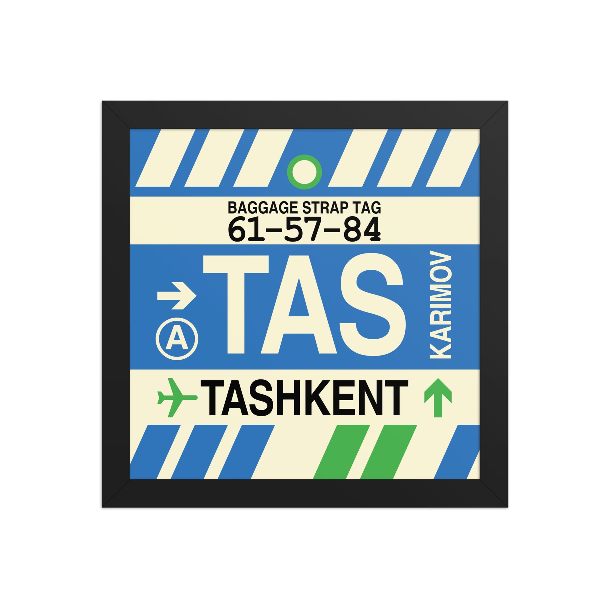 TAS Tashkent Framed Print • Jet Age Baggage Tag Design • YHM Designs - Image 02
