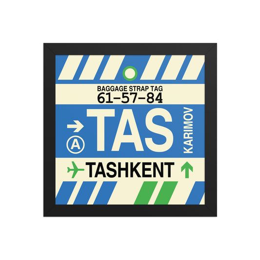TAS Tashkent Framed Print • Jet Age Baggage Tag Design • YHM Designs - Image 02