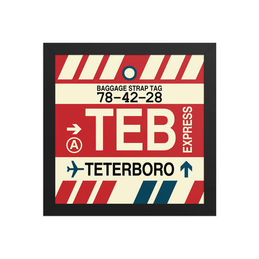TEB Teterboro Framed Print • Jet Age Baggage Tag Design • YHM Designs - Image 02