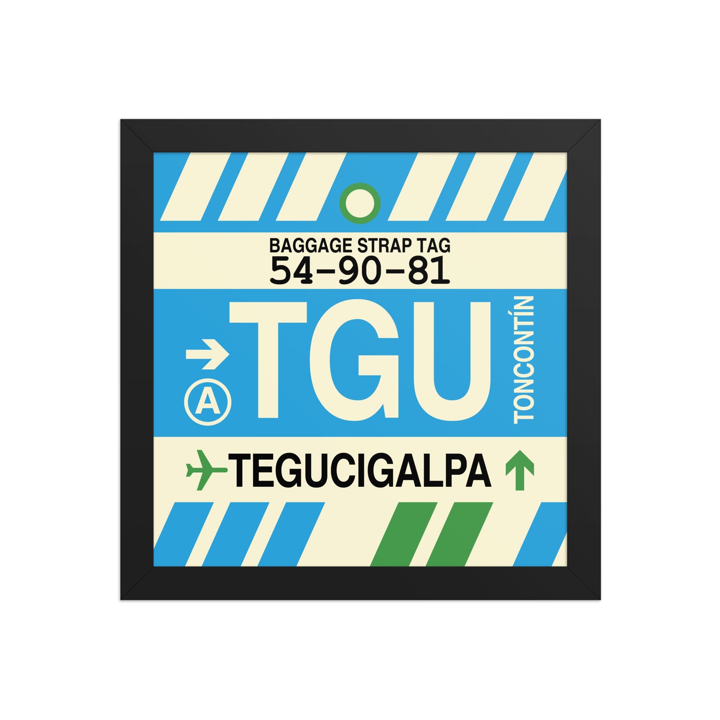 TGU Tegucigalpa Framed Print • Jet Age Baggage Tag Design • YHM Designs - Image 02
