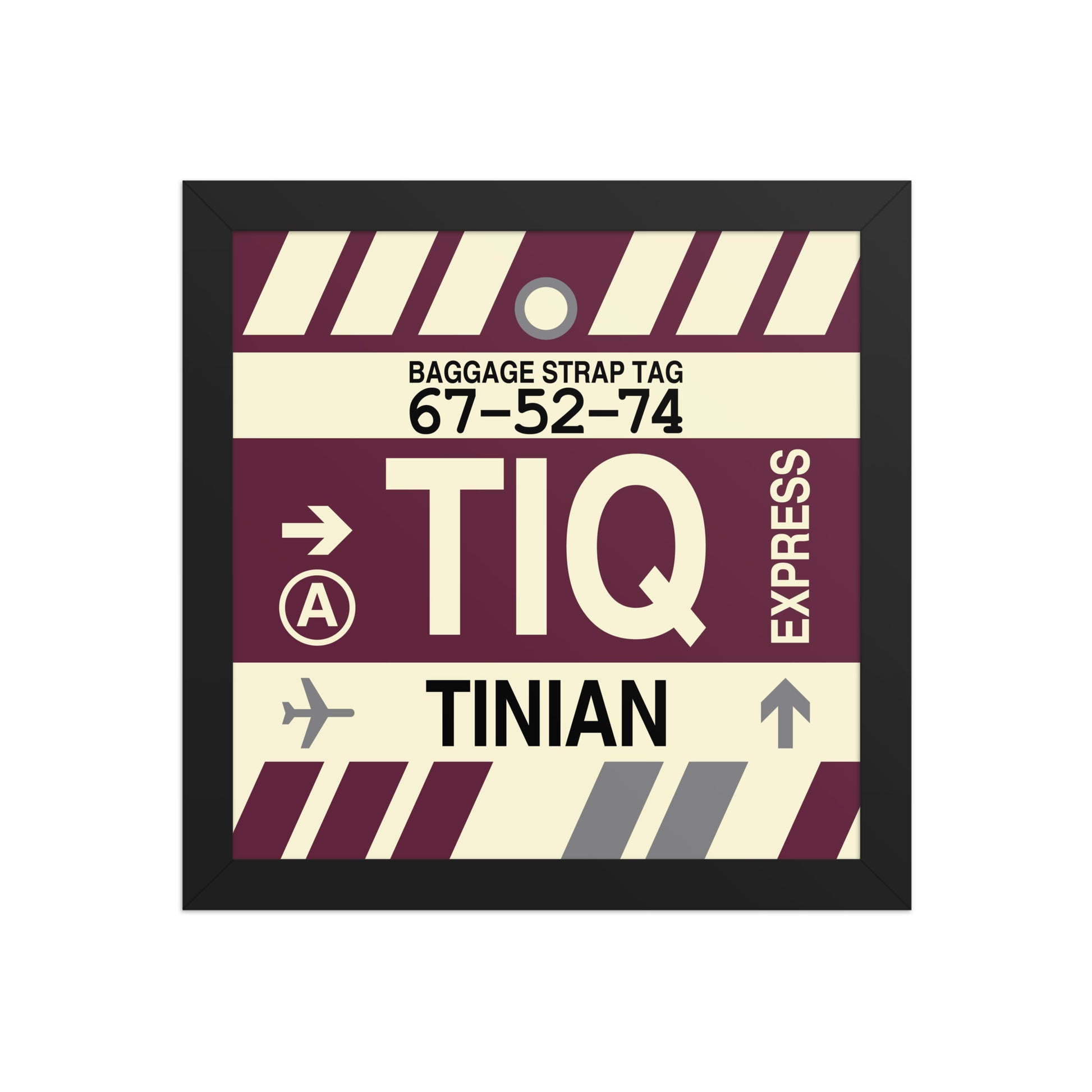 TIQ Tinian Framed Print • Jet Age Baggage Tag Design • YHM Designs - Image 02