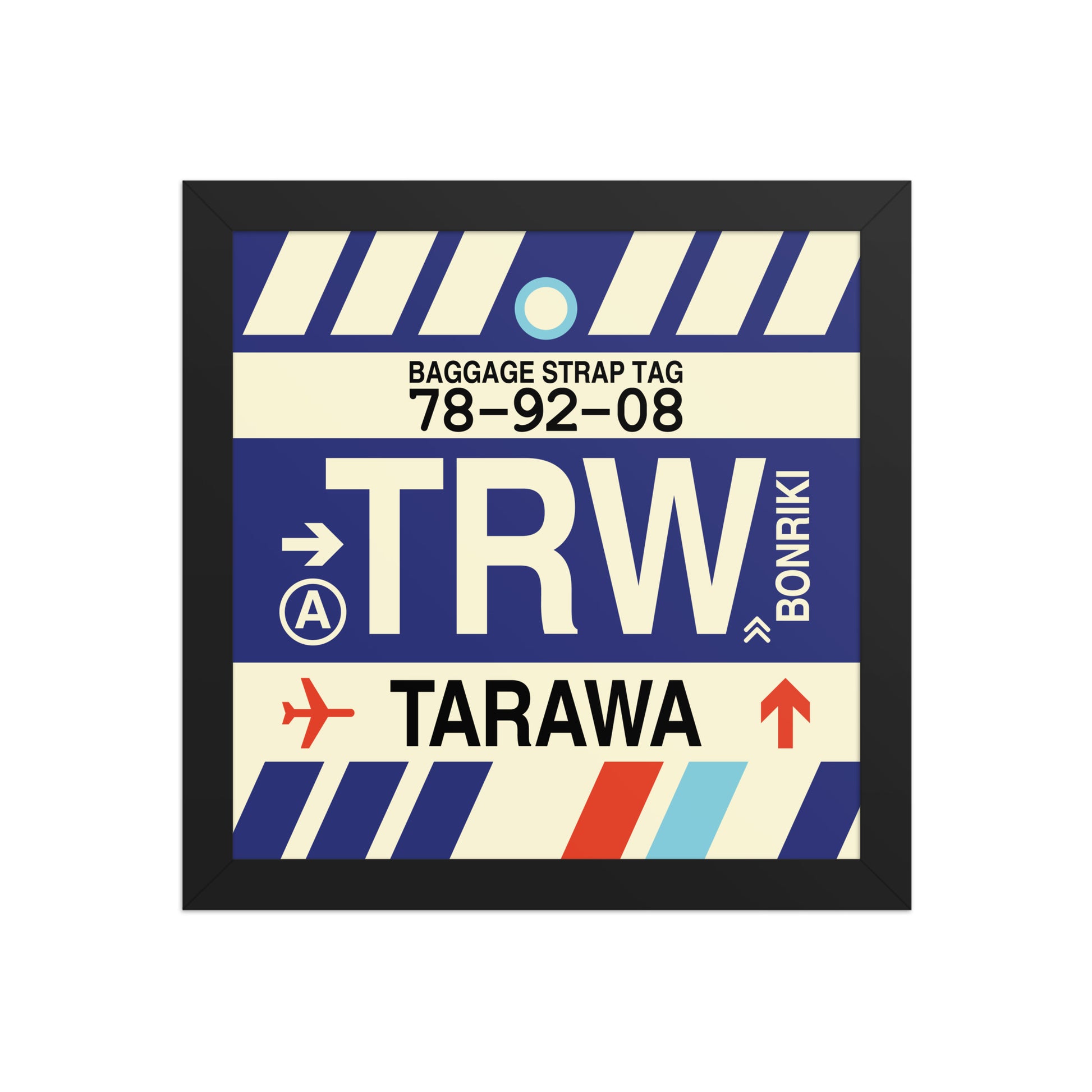 TRW Tarawa Framed Print • Jet Age Baggage Tag Design • YHM Designs - Image 02