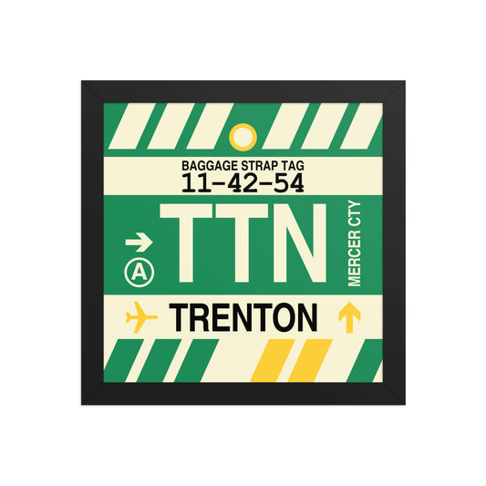 TTN Trenton Framed Print • Jet Age Baggage Tag Design • YHM Designs - Image 02