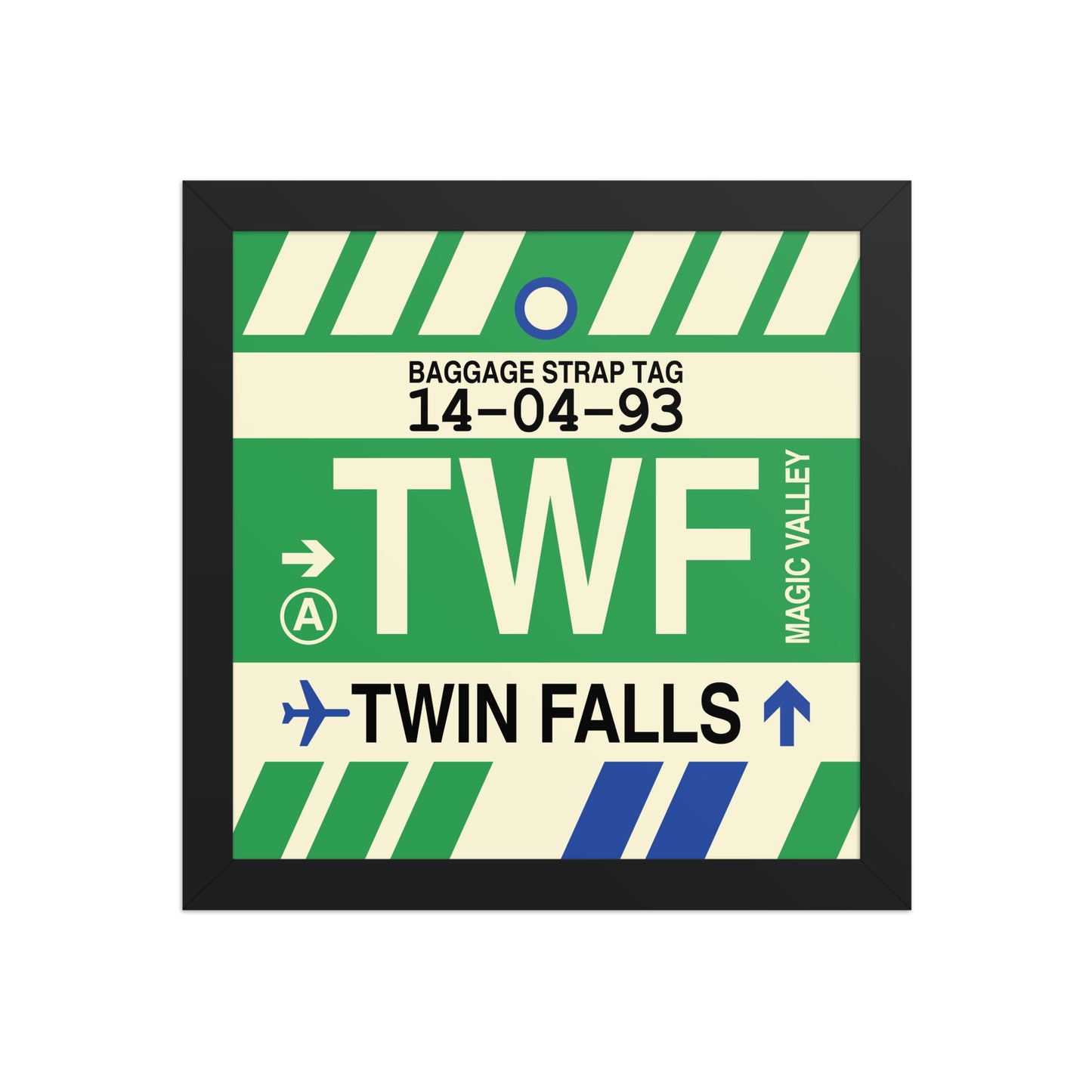 TWF Twin Falls Framed Print • Jet Age Baggage Tag Design • YHM Designs - Image 02