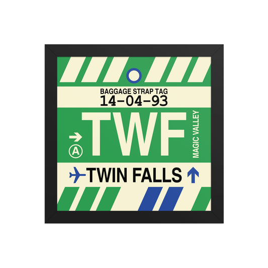TWF Twin Falls Framed Print • Jet Age Baggage Tag Design • YHM Designs - Image 02