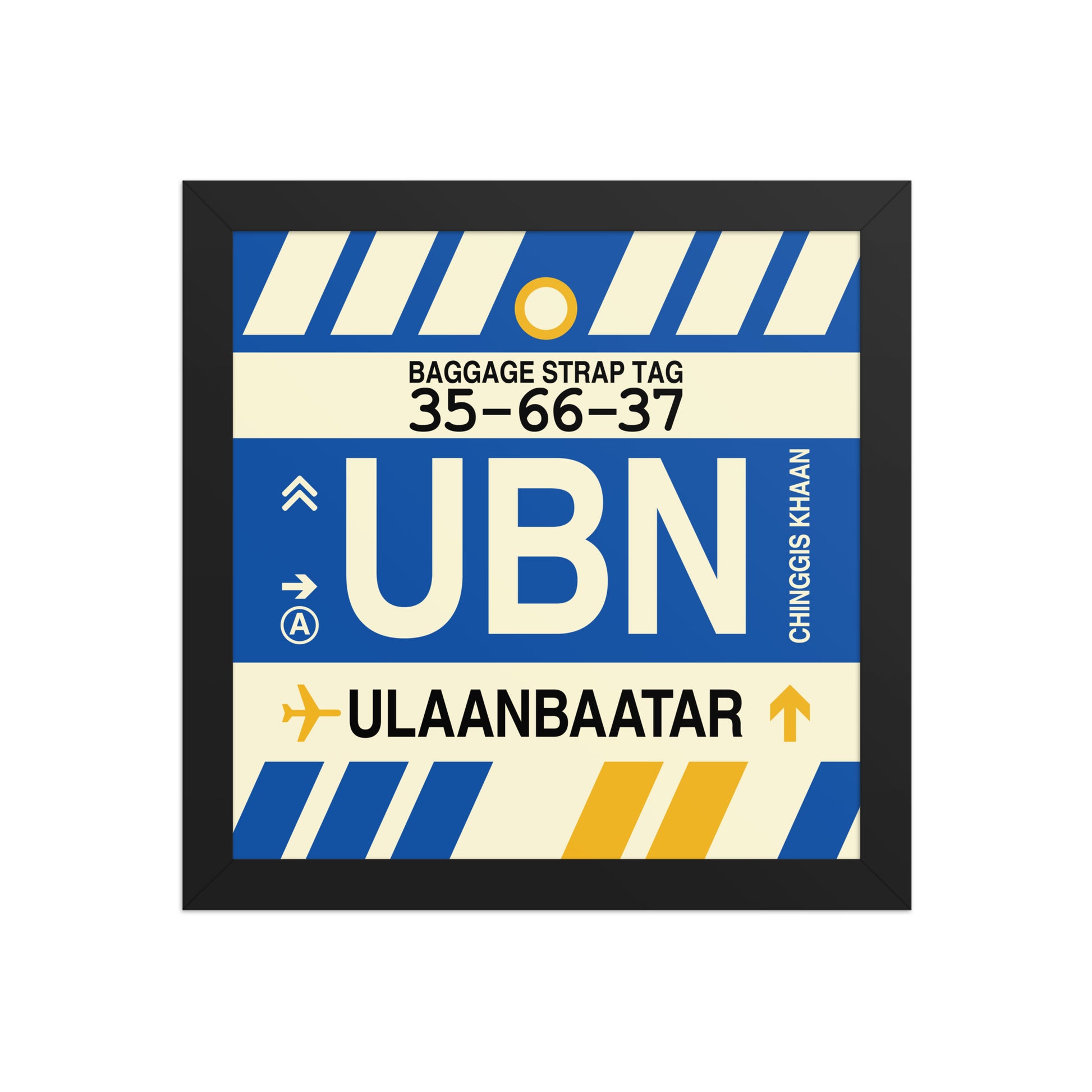 UBN Ulaanbaatar Framed Print • Jet Age Baggage Tag Design • YHM Designs - Image 02