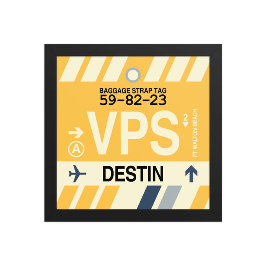VPS Destin-Fort Walton Beach Framed Print • Jet Age Baggage Tag Design • YHM Designs - Image 02