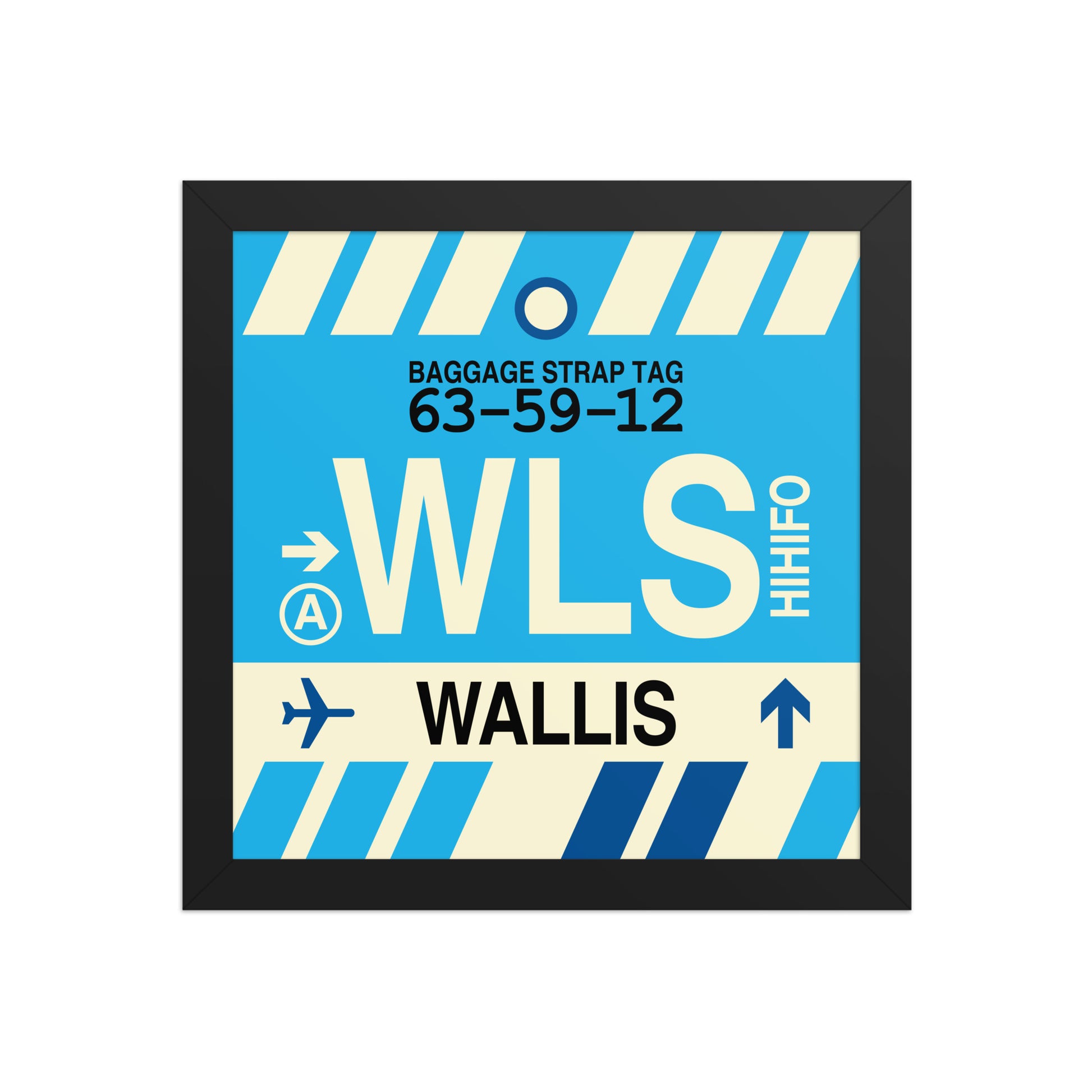 WLS Wallis Island Framed Print • Jet Age Baggage Tag Design • YHM Designs - Image 02