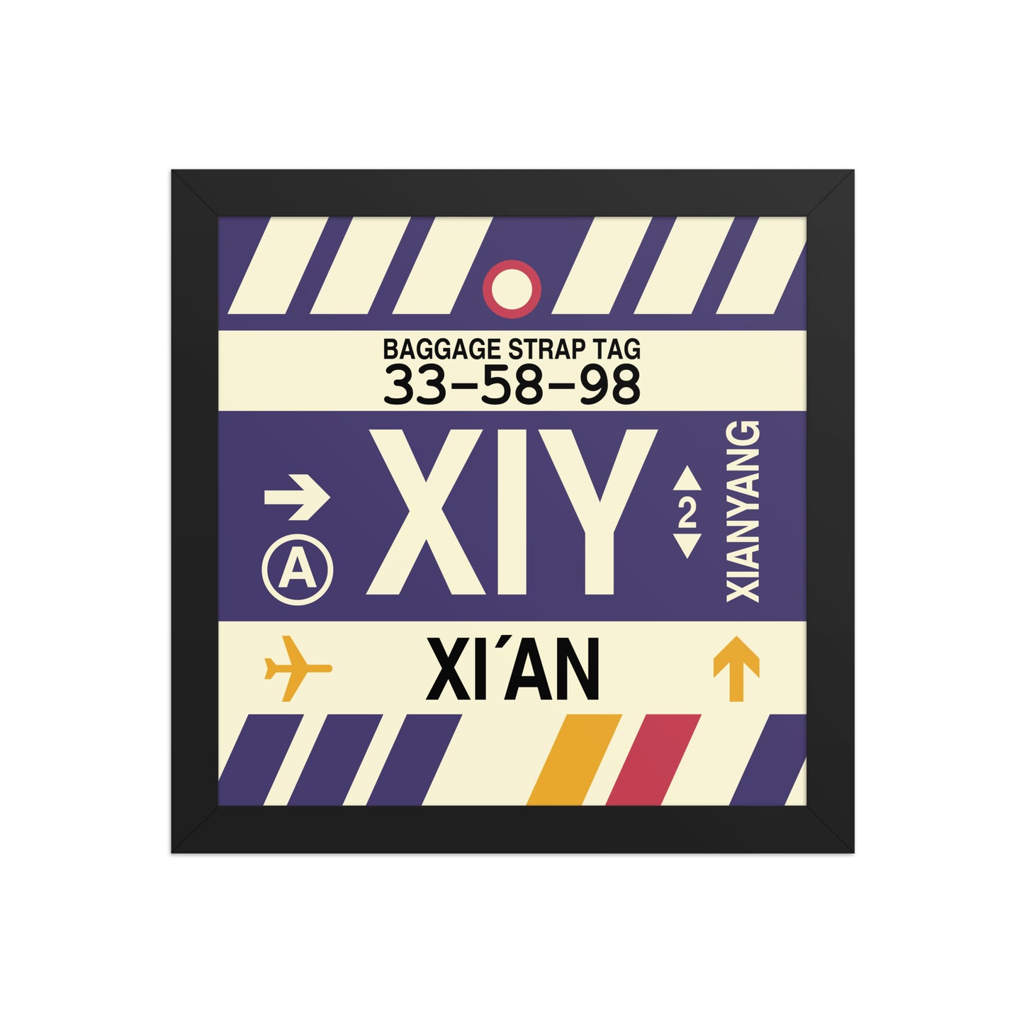 XIY Xi'an Framed Print • Jet Age Baggage Tag Design • YHM Designs - Image 02
