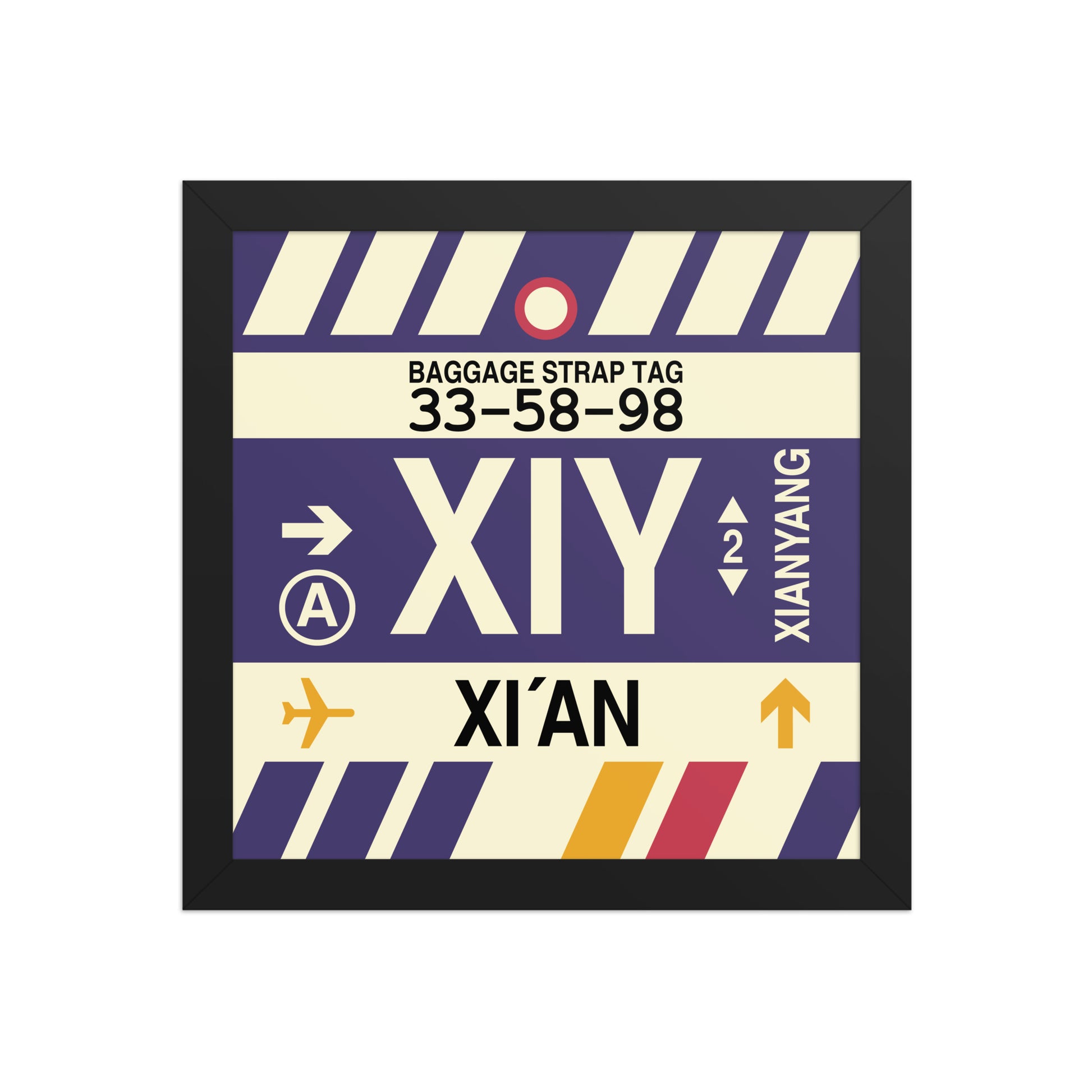 XIY Xi'an Framed Print • Jet Age Baggage Tag Design • YHM Designs - Image 02