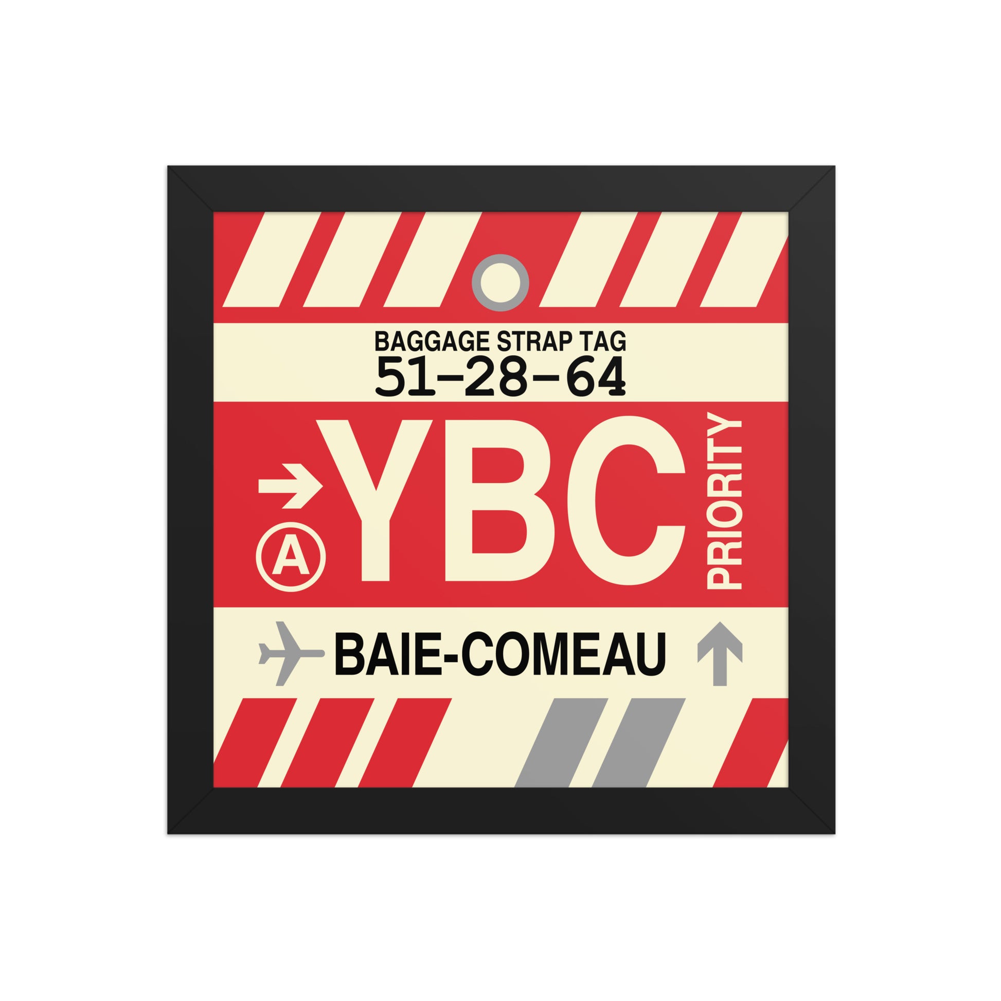YBC Baie-Comeau Framed Print • Jet Age Baggage Tag Design • YHM Designs - Image 02