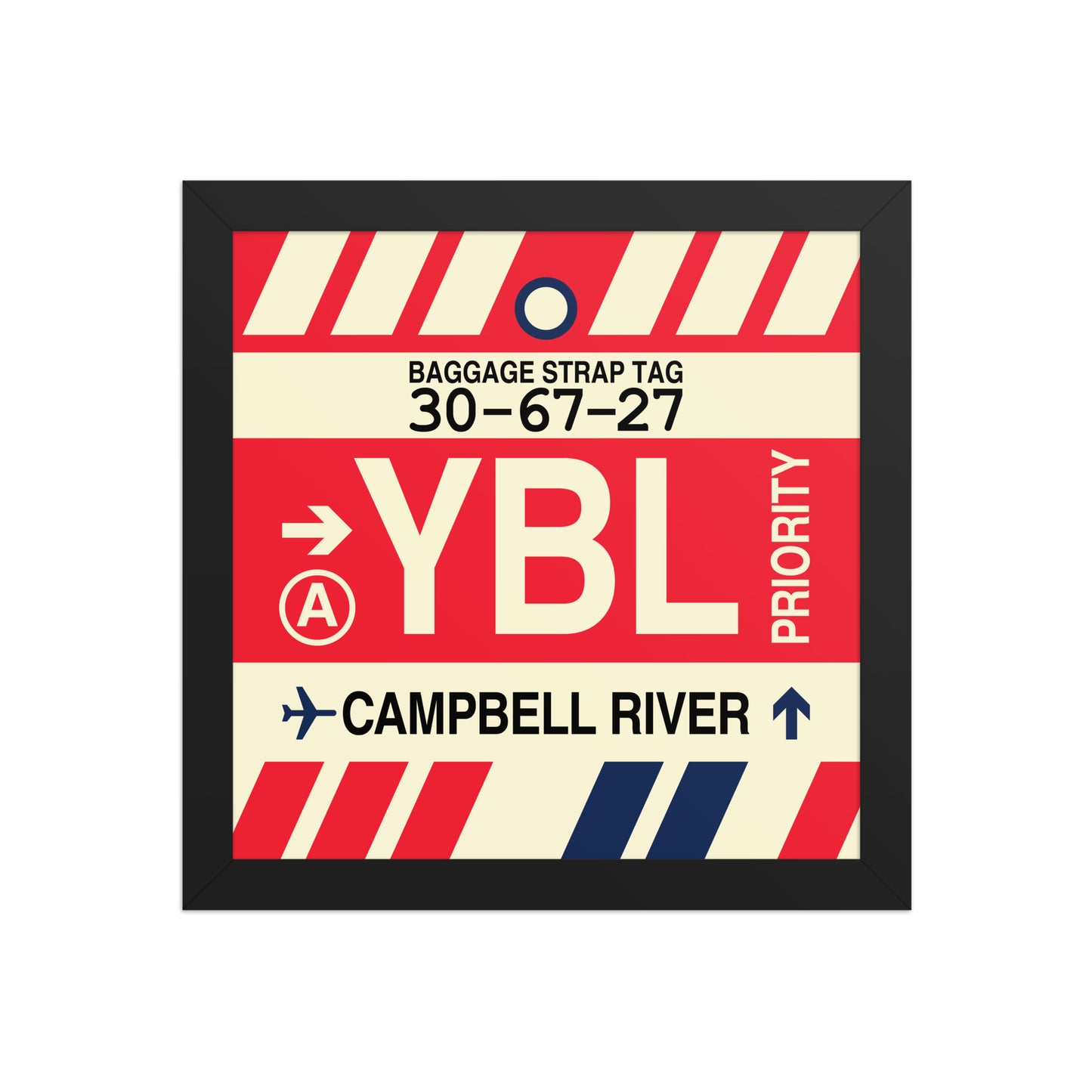 YBL Campbell River Framed Print • Jet Age Baggage Tag Design • YHM Designs - Image 02