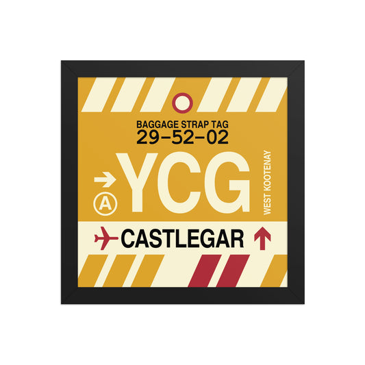 YCG Castlegar Framed Print • Jet Age Baggage Tag Design • YHM Designs - Image 02