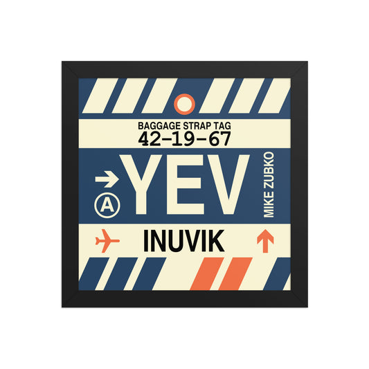 YEV Inuvik Framed Print • Jet Age Baggage Tag Design • YHM Designs - Image 02