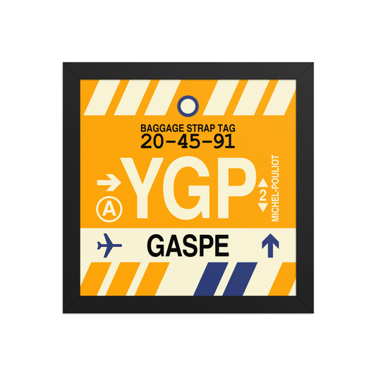 YGP Gaspé Framed Print • Jet Age Baggage Tag Design • YHM Designs - Image 02