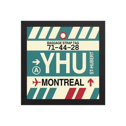 YHU Montreal Framed Print • Jet Age Baggage Tag Design • YHM Designs - Image 02