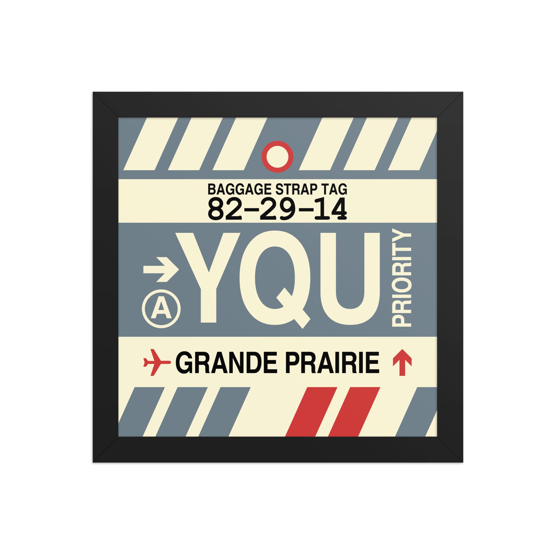 YQU Grande Prairie Framed Print • Jet Age Baggage Tag Design • YHM Designs - Image 02