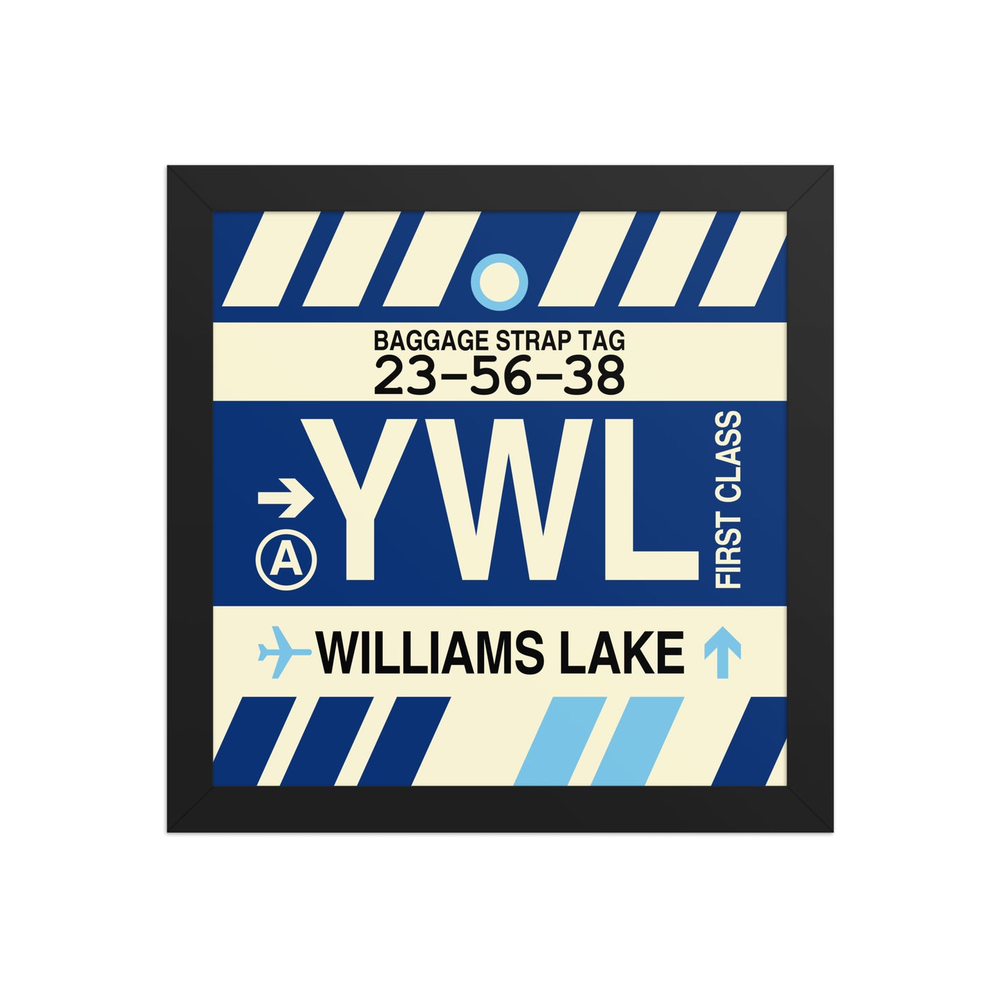 YWL Williams Lake Framed Print • Jet Age Baggage Tag Design • YHM Designs - Image 02