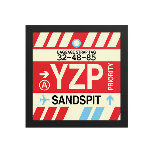 YZP Sandspit Framed Print • Jet Age Baggage Tag Design • YHM Designs - Image 02