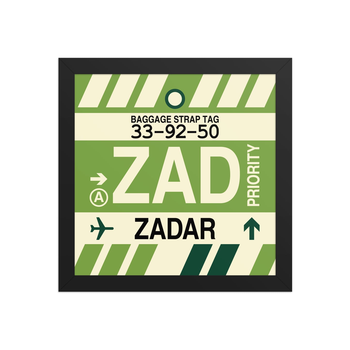 ZAD Zadar Framed Print • Jet Age Baggage Tag Design • YHM Designs - Image 02
