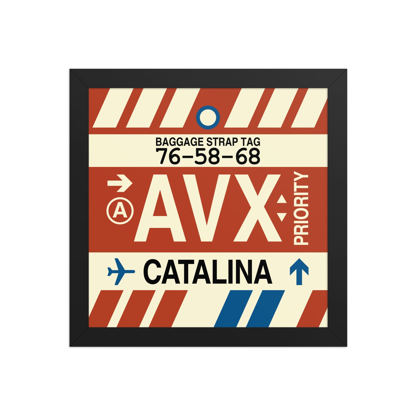 AVX Santa Catalina Framed Print • Jet Age Baggage Tag Design • YHM Designs - Image 02