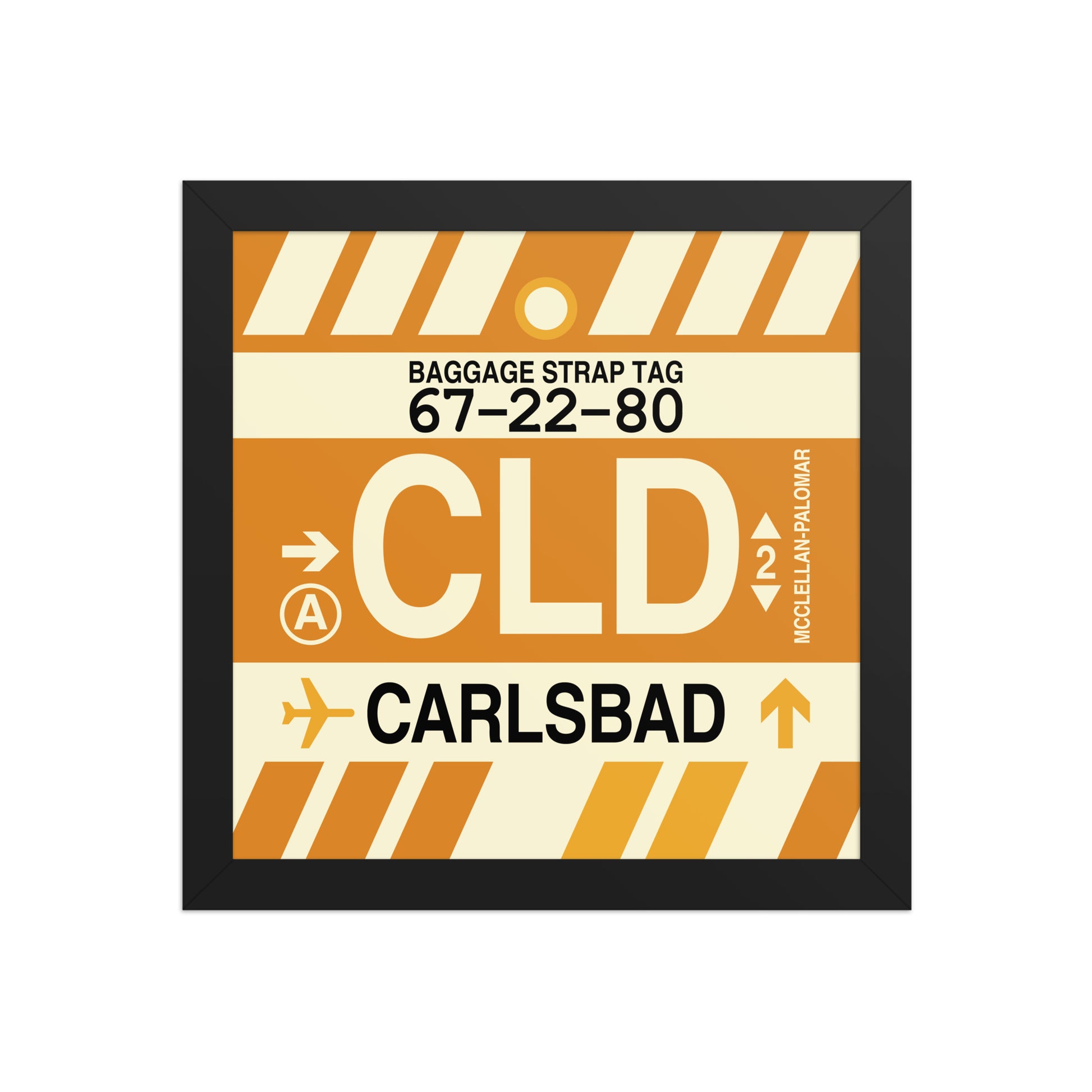 CLD Carlsbad Framed Print • Jet Age Baggage Tag Design • YHM Designs - Image 02