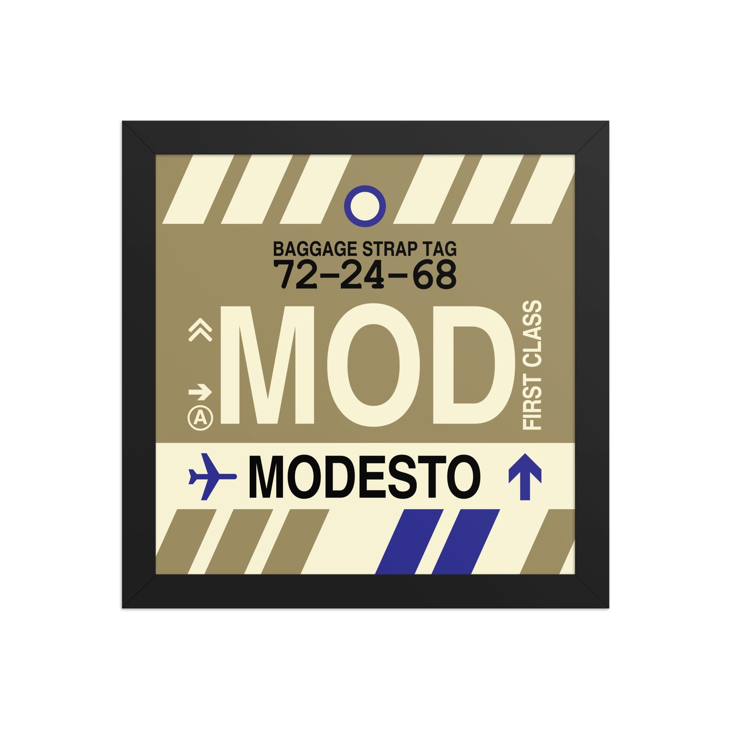 MOD Modesto Framed Print • Jet Age Baggage Tag Design • YHM Designs - Image 02