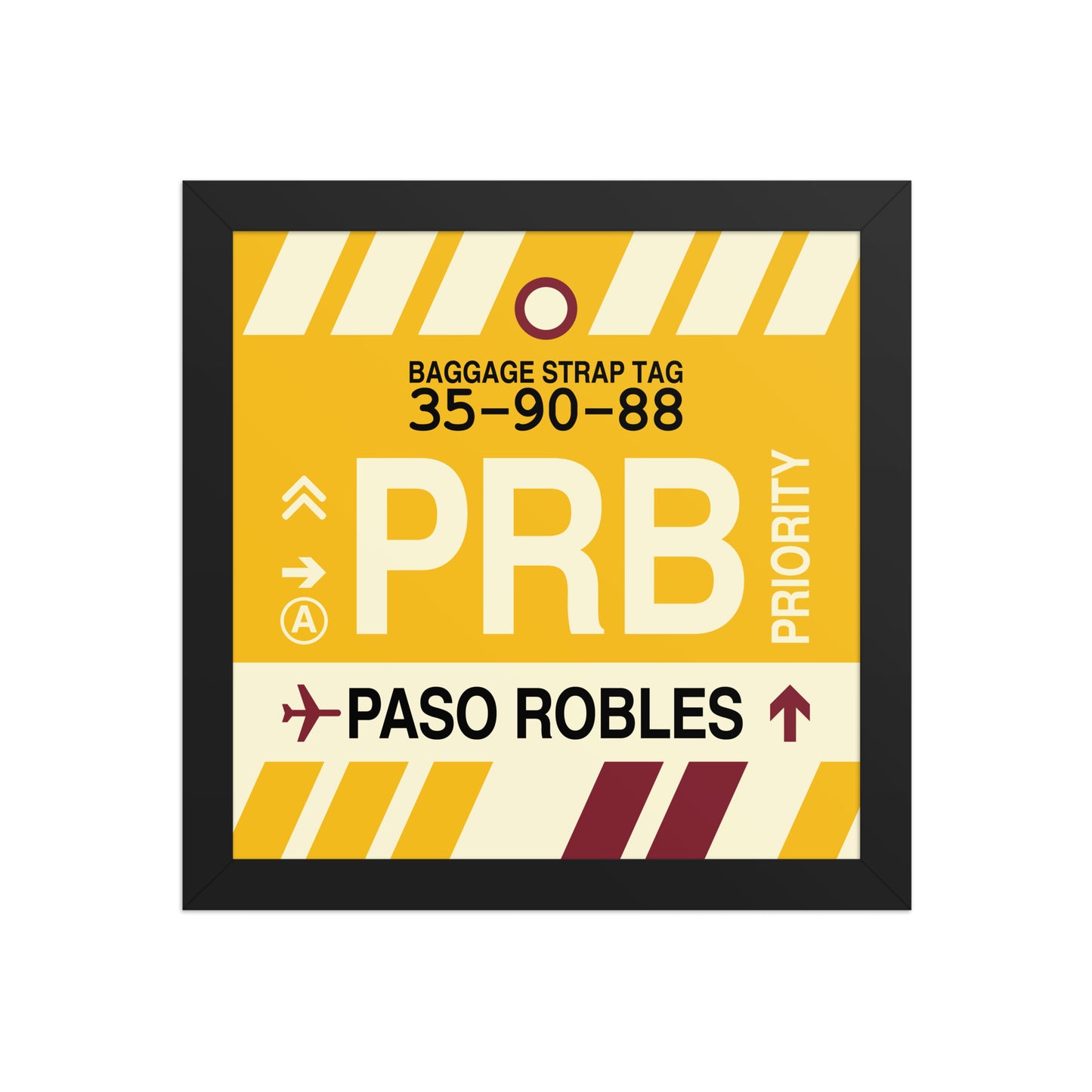 PRB Paso Robles Framed Print • Jet Age Baggage Tag Design • YHM Designs - Image 02