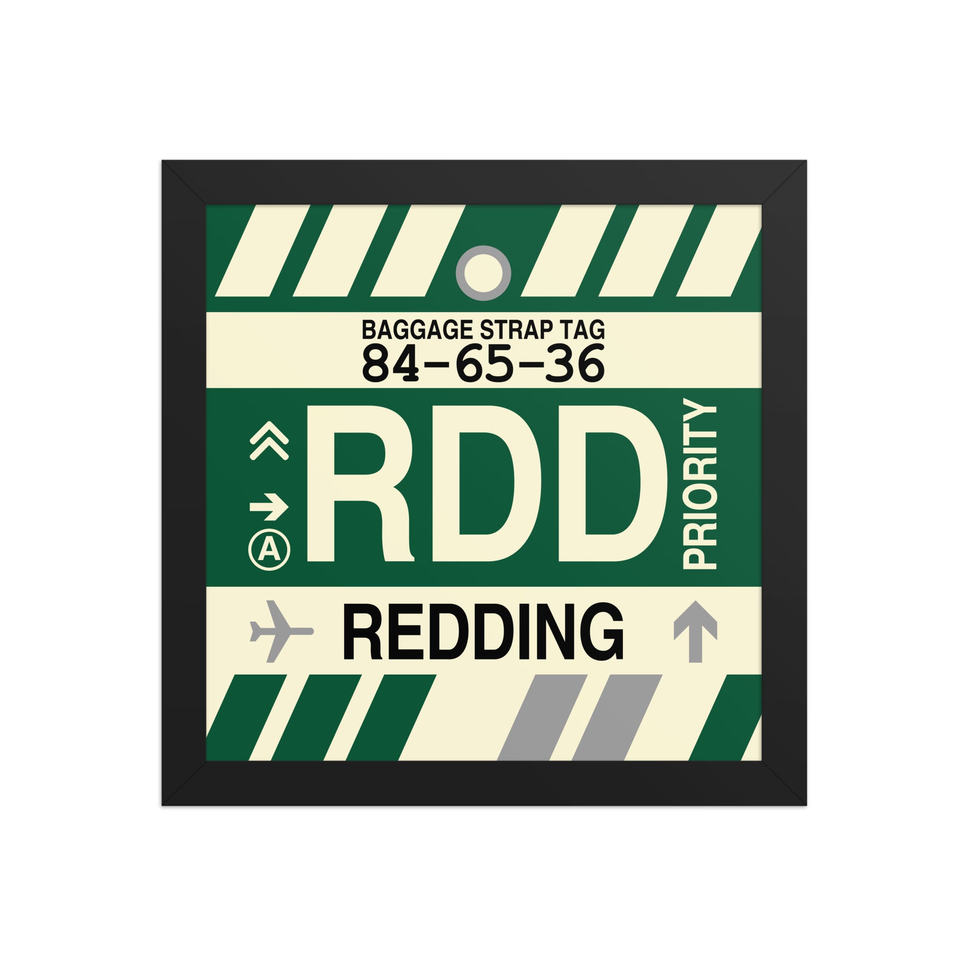 RDD Redding Framed Print • Jet Age Baggage Tag Design • YHM Designs - Image 02