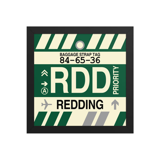 RDD Redding Framed Print • Jet Age Baggage Tag Design • YHM Designs - Image 02