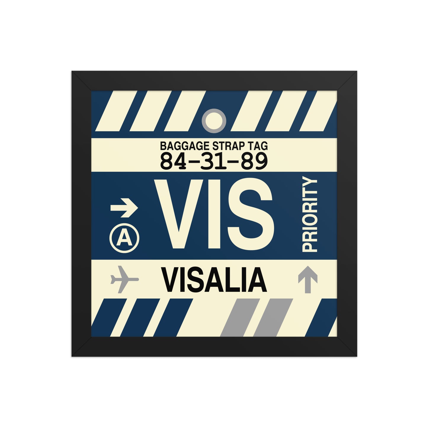 VIS Visalia Framed Print • Jet Age Baggage Tag Design • YHM Designs - Image 02