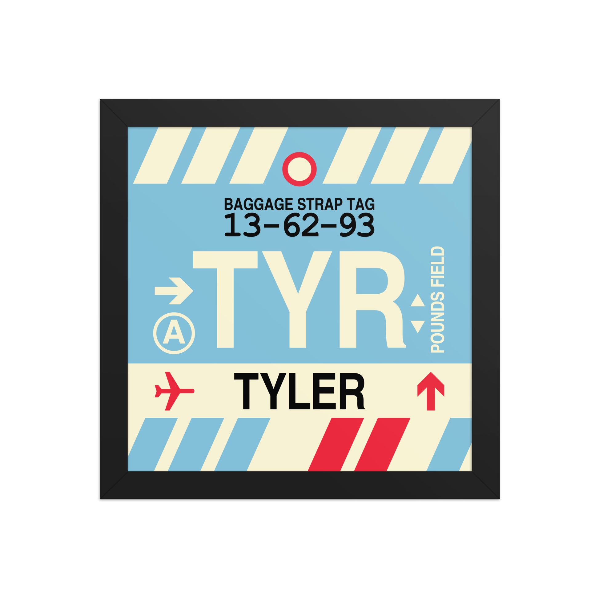 TYR Tyler Framed Print • Jet Age Baggage Tag Design • YHM Designs - Image 02