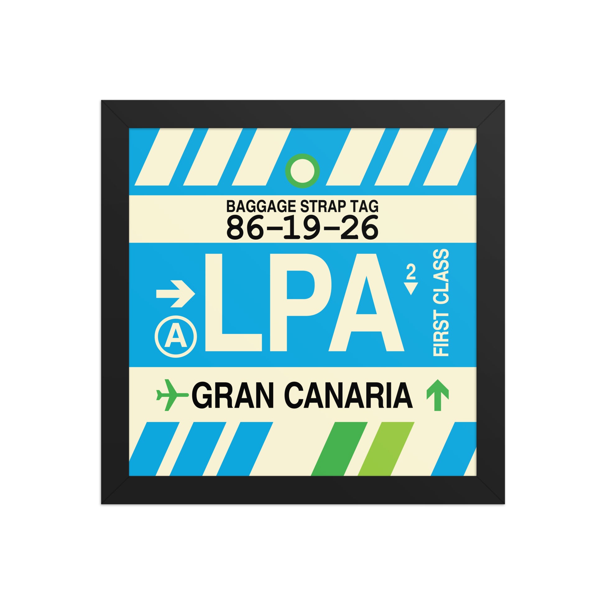 LPA Gran Canaria Framed Print • Jet Age Baggage Tag Design • YHM Designs - Image 01