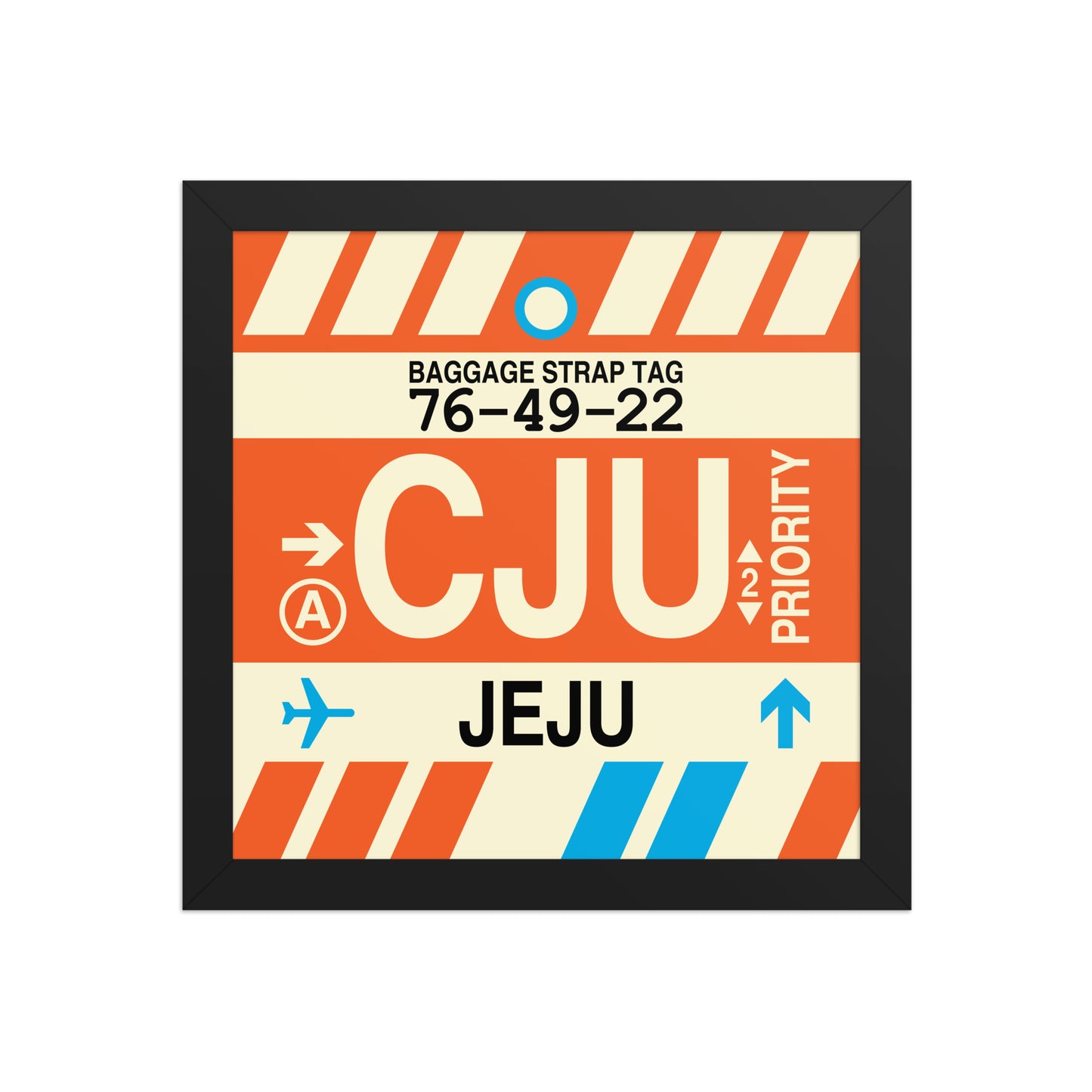 CJU Jeju Framed Print • Jet Age Baggage Tag Design • YHM Designs - Image 02