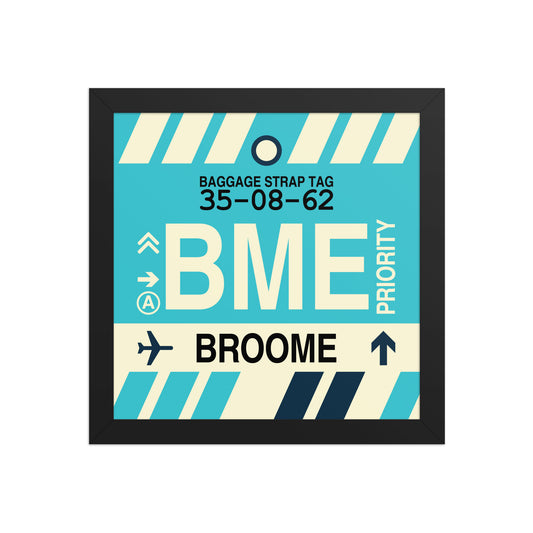 BME Broome Framed Print • Jet Age Baggage Tag Design • YHM Designs - Image 02