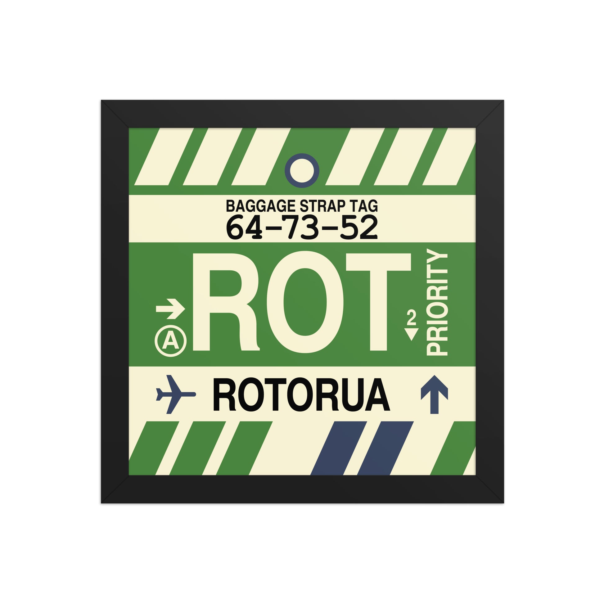 ROT Rotorua Framed Print • Jet Age Baggage Tag Design • YHM Designs - Image 02