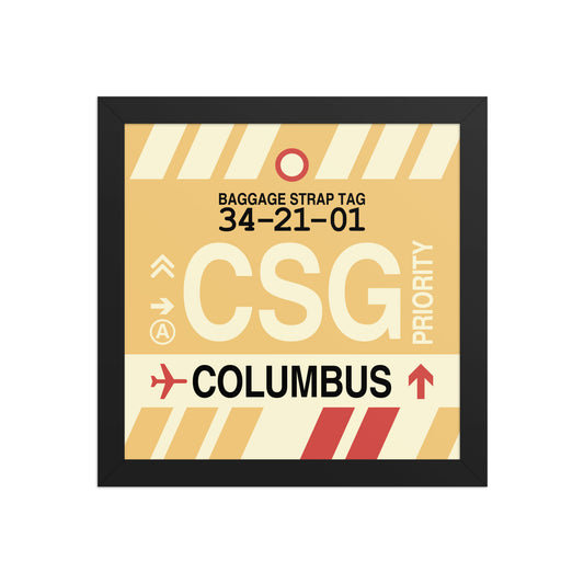 CSG Columbus Framed Print • Jet Age Baggage Tag Design • YHM Designs - Image 02