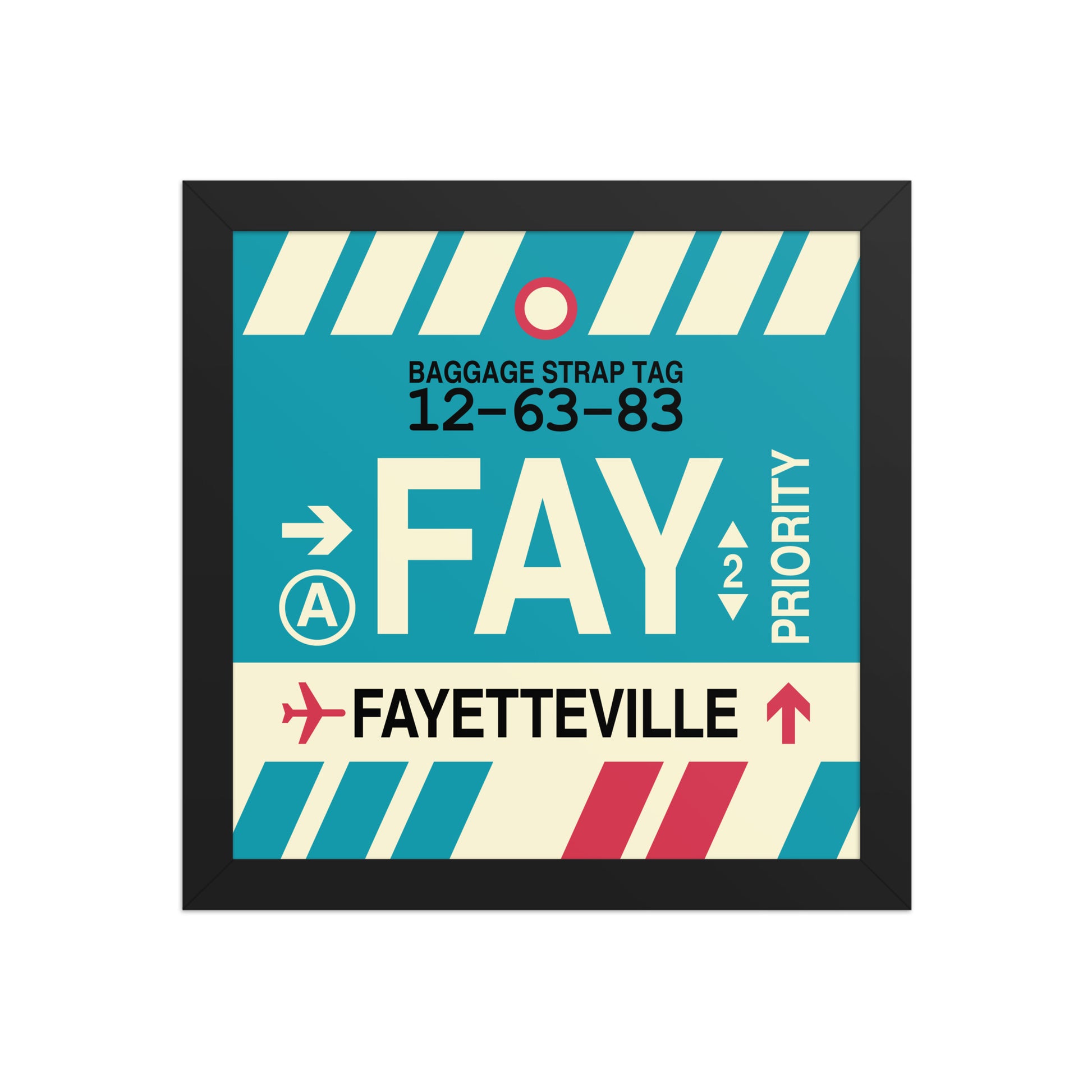 FAY Fayetteville Framed Print • Jet Age Baggage Tag Design • YHM Designs - Image 02