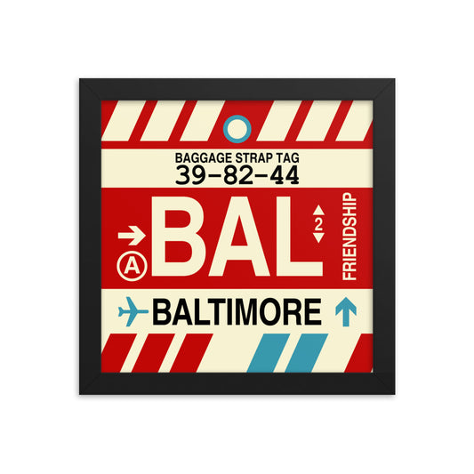 Travel-Themed Framed Print • BAL Baltimore Souvenir • YHM Designs - Image 01