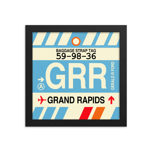 Travel-Themed Framed Print • GRR Grand Rapids Souvenir • YHM Designs - Image 01