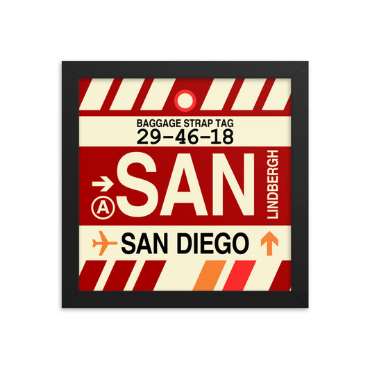 Travel-Themed Framed Print • SAN San Diego • YHM Designs - Image 01