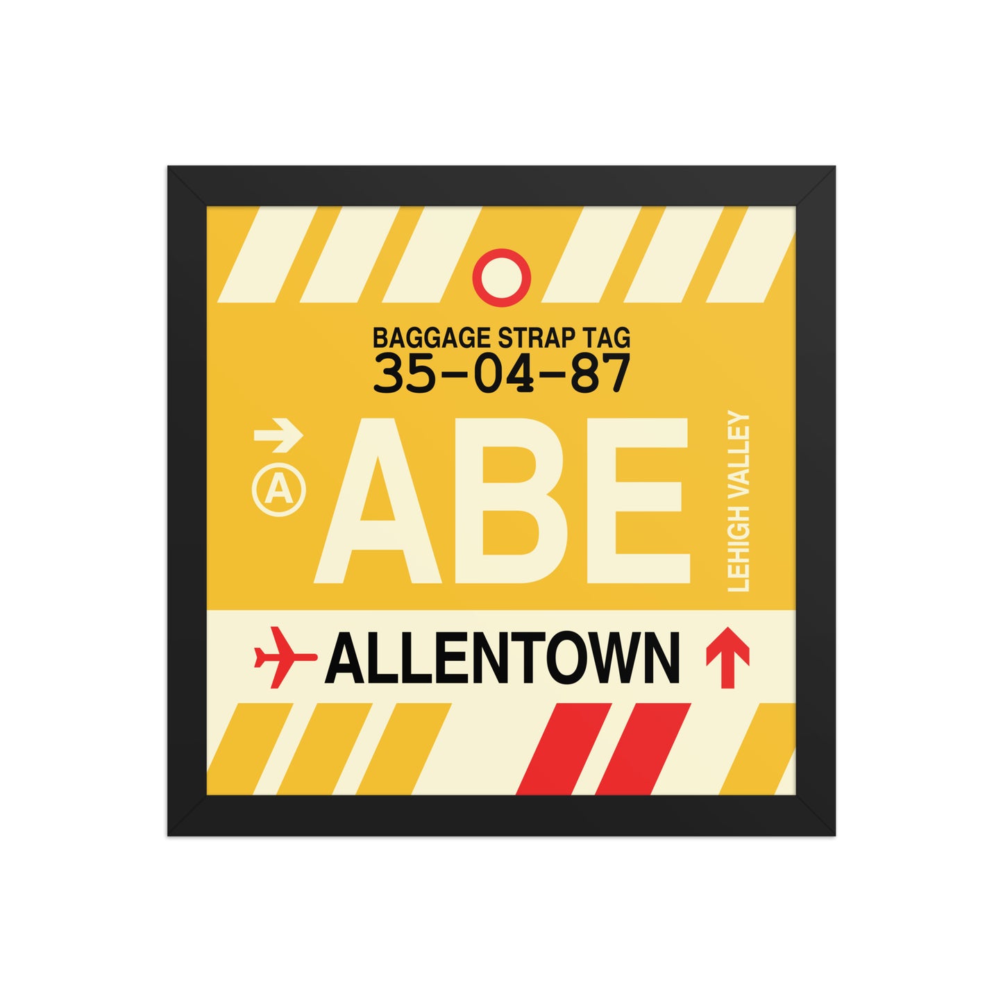 ABE Allentown Framed Print • Jet Age Baggage Tag Design • YHM Designs - Image 03