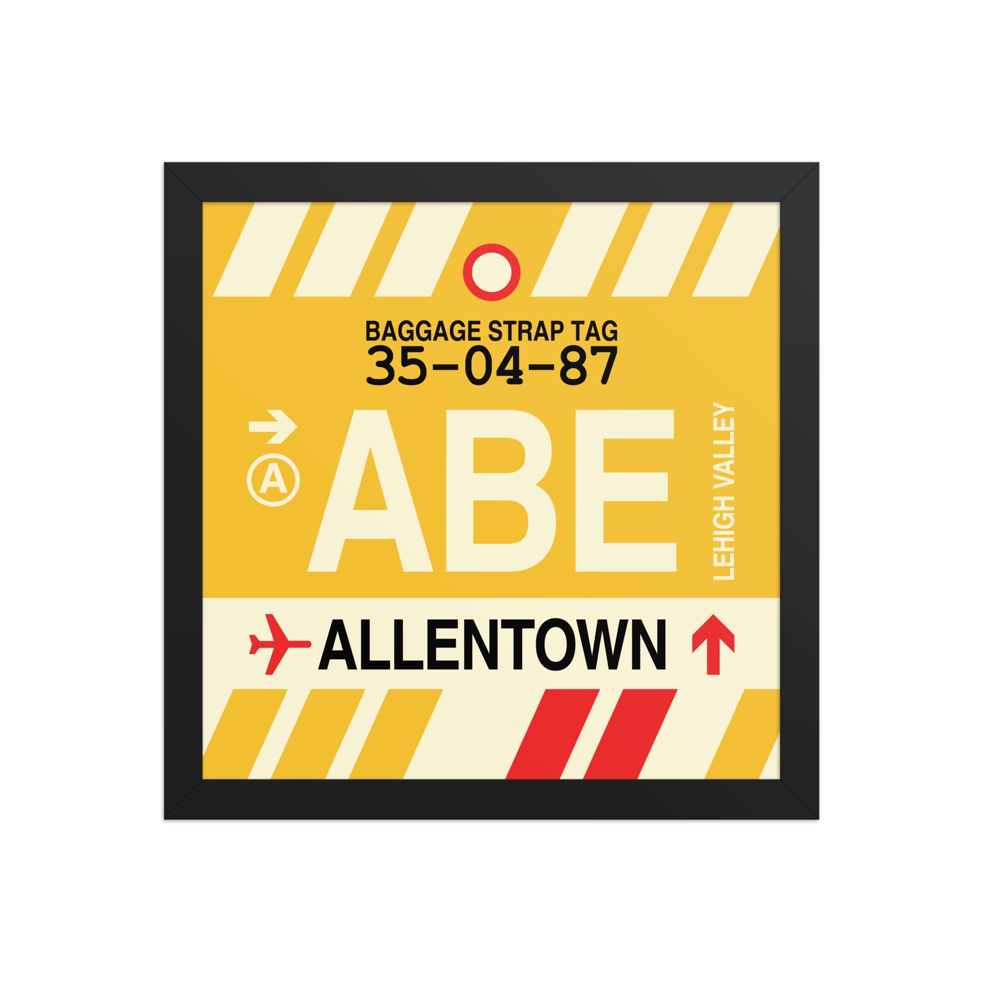 ABE Allentown Framed Print • Jet Age Baggage Tag Design • YHM Designs - Image 03