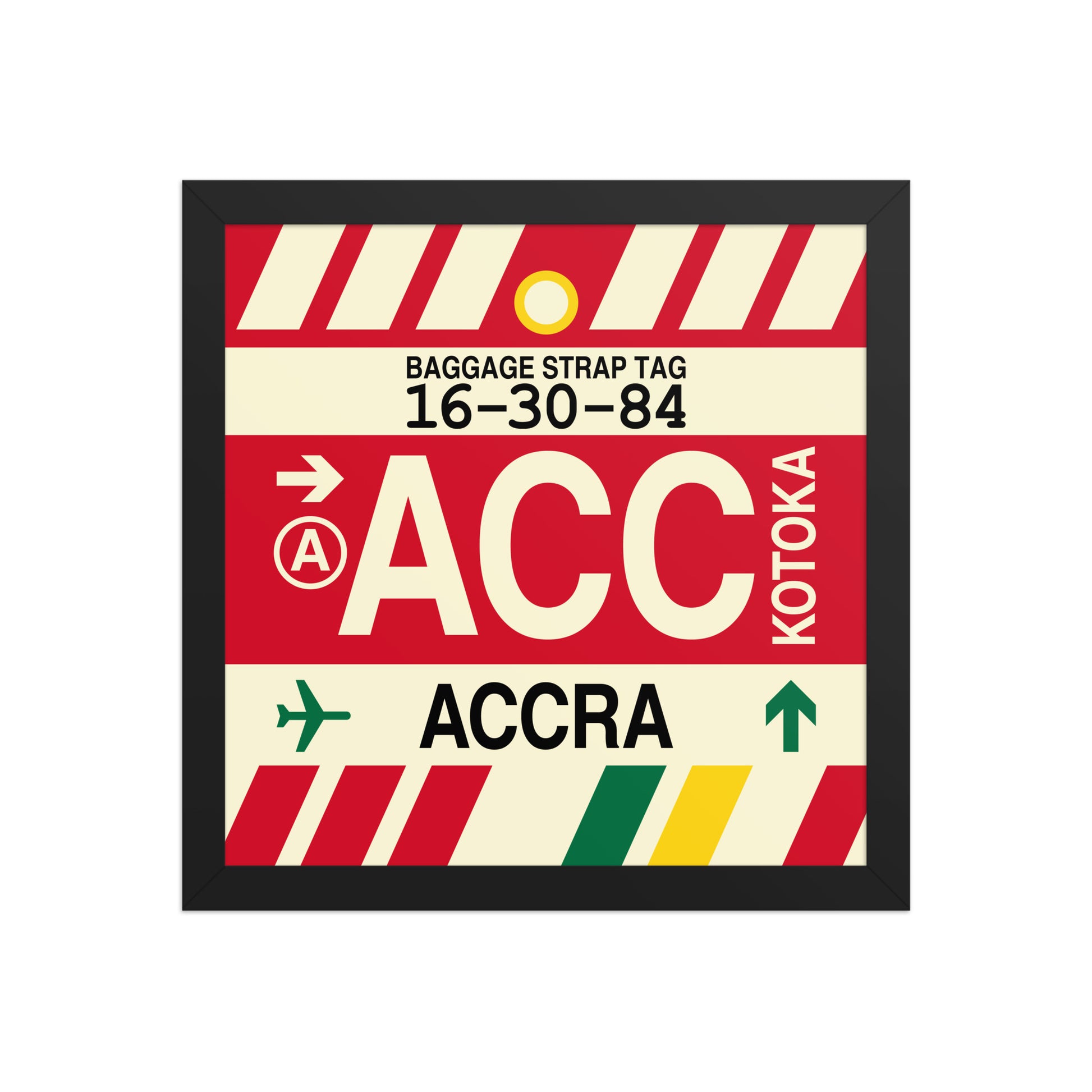 ACC Accra Framed Print • Jet Age Baggage Tag Design • YHM Designs - Image 03