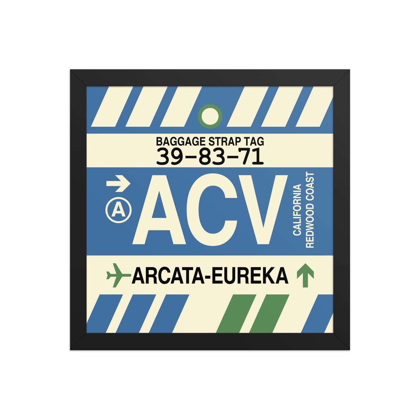 ACV Arcata-Eureka Framed Print • Jet Age Baggage Tag Design • YHM Designs - Image 03