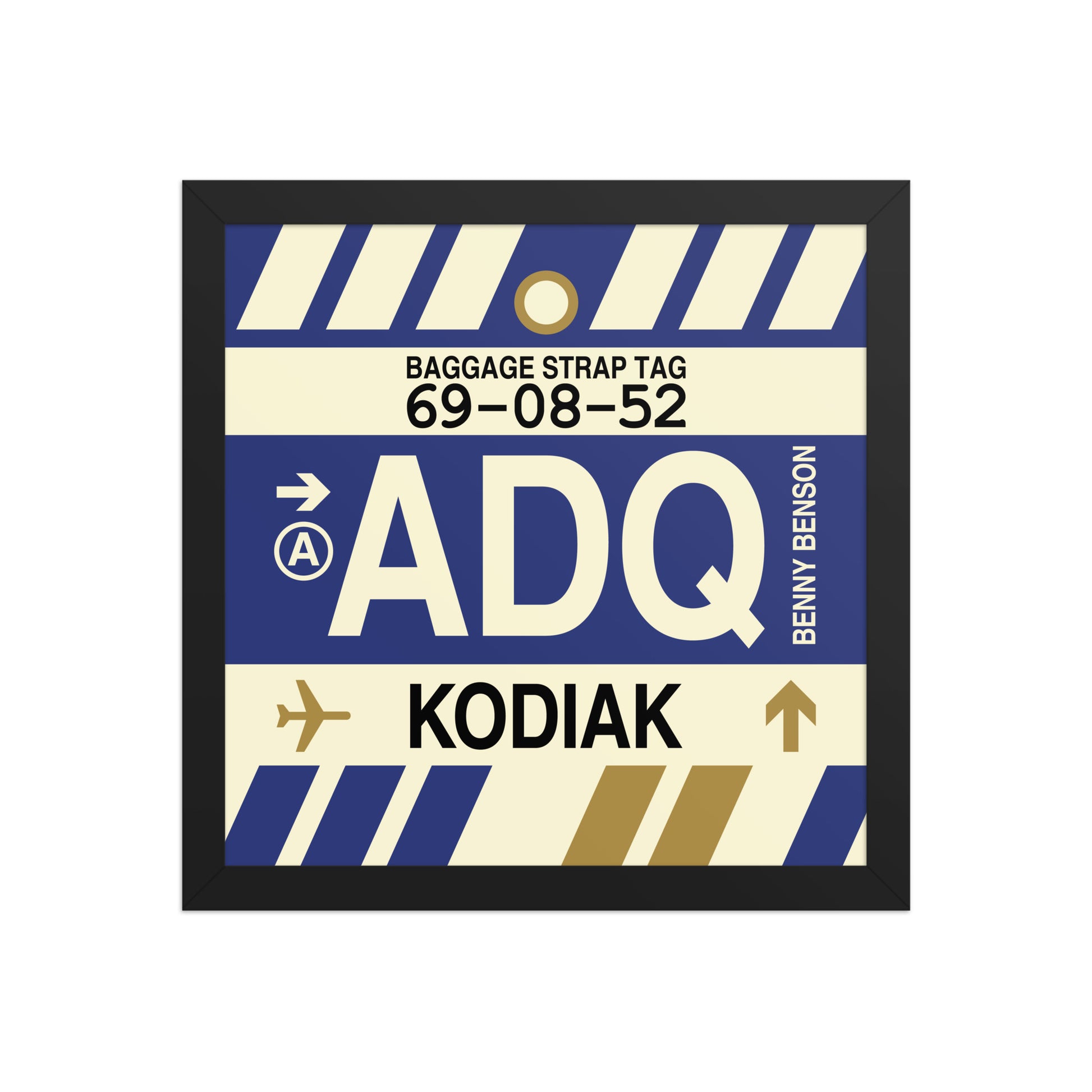 ADQ Kodiak Framed Print • Jet Age Baggage Tag Design • YHM Designs - Image 03
